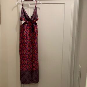 House of Harlow 1960 Vibrant Backless Dress in Pink and Navy